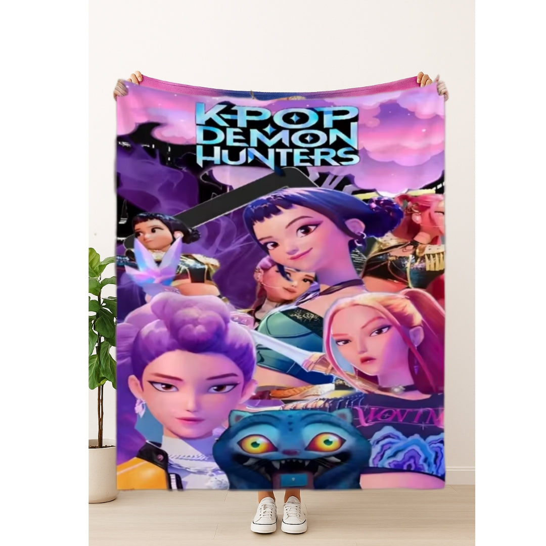 ๐ K-Pop Demon Hunters Throw Blanket โ 150 ร 130 cm