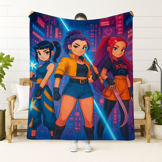💜 K-Pop Demon Hunters Throw Blanket – 150 × 130 cm