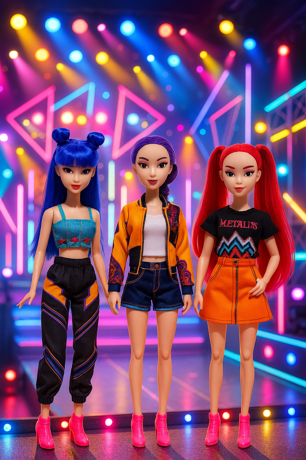 K-Pop Inspired Fashion Dolls – 3 Dolls Set